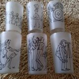 6 glasses illustrated by Cabu