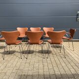 10x Fritz Hansen series 7 Vlinderstoelen in Cognac leather NIEUW!!