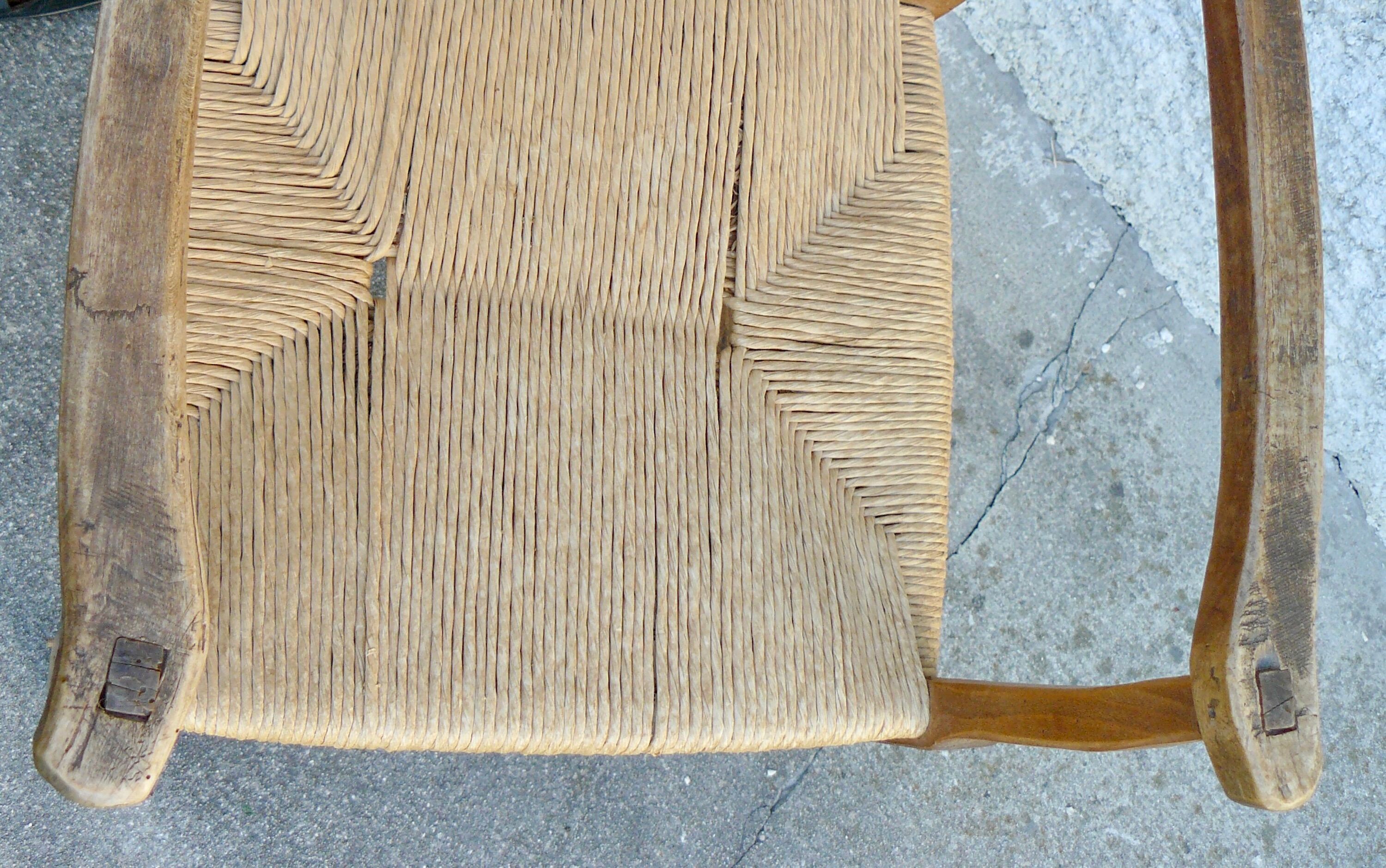 Brutalist straw armchair Folk art