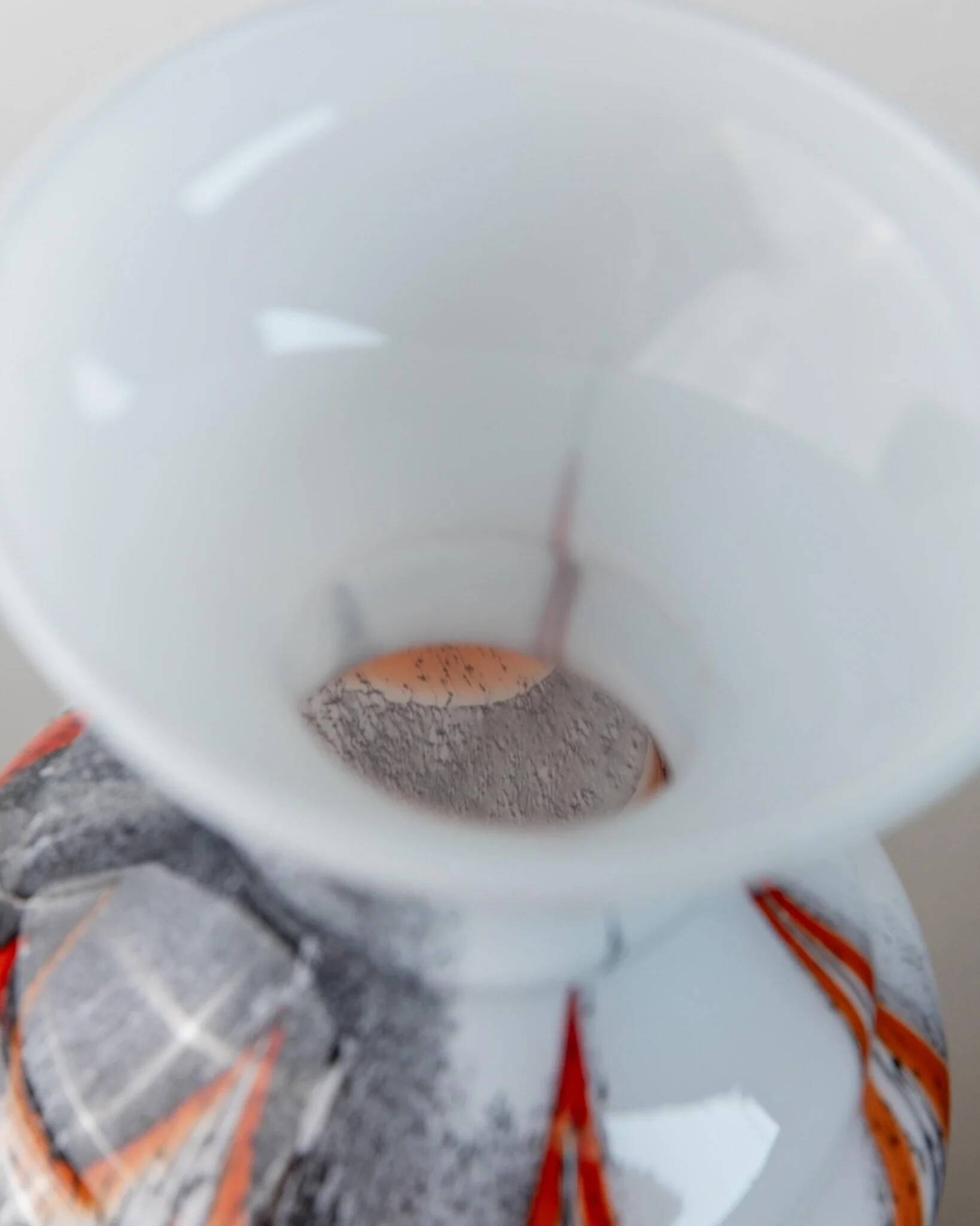 Orange White Black Multicolor Murano Glass Vase by Carlo Moretti – Italy 1970s, Tall Centerpiece