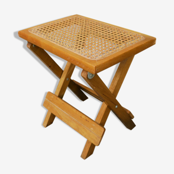 Wooden stool and folding caning