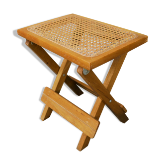 Wooden stool and folding caning