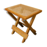 Tabouret en bois et cannage pliant