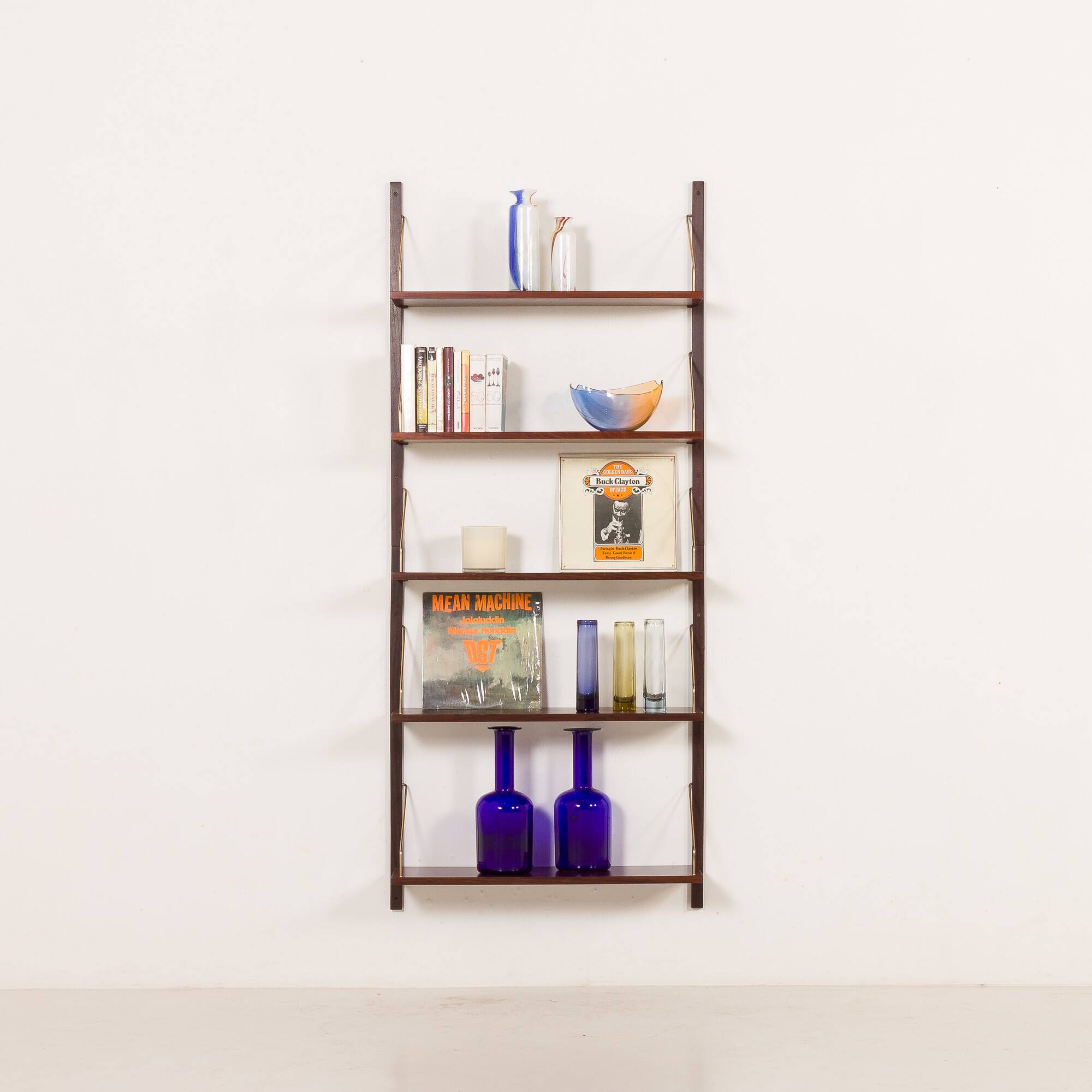 Scandinavian rosewood shelving unit, set of 5 shelves, 1960s