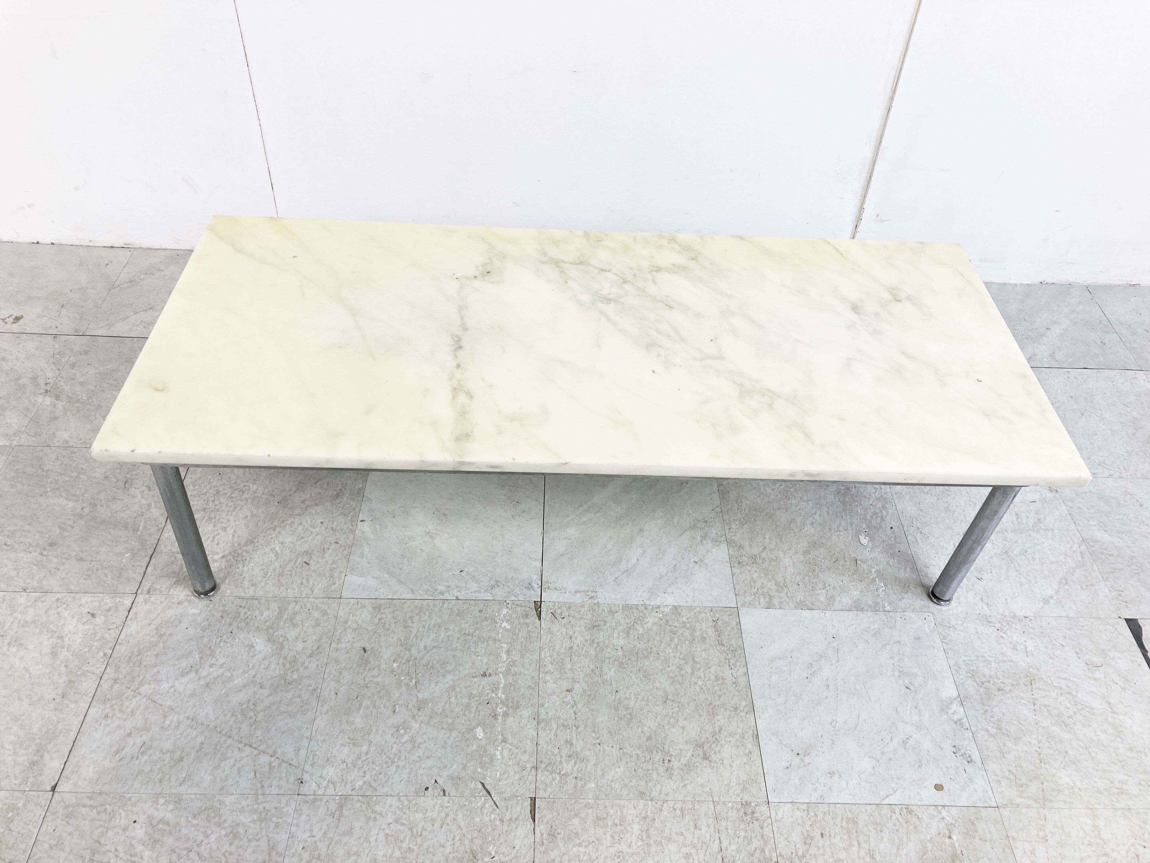 Vintage white marble coffee table, 1960s