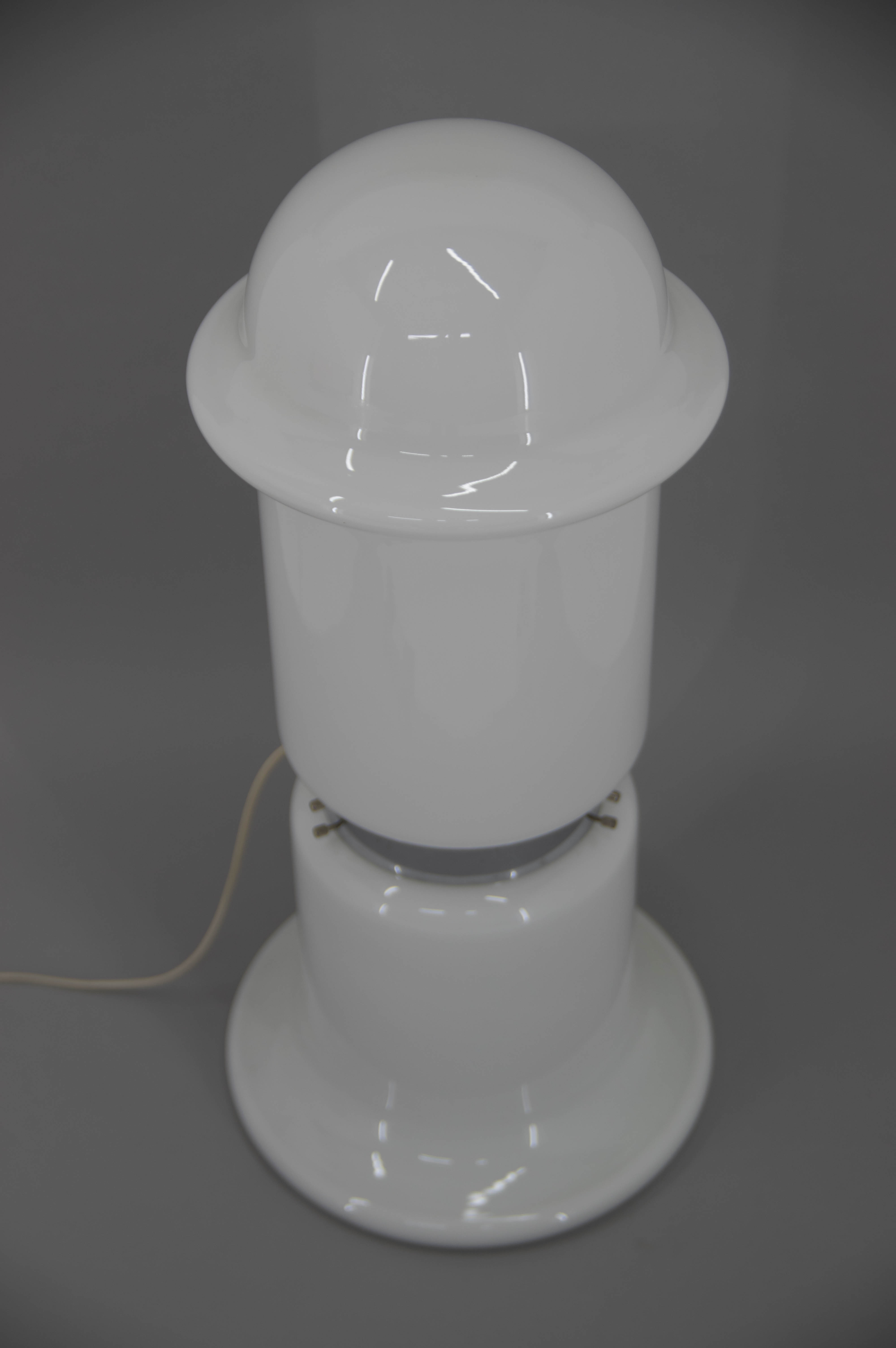 White glass floor lamp, czechoslovakia, 1970s
