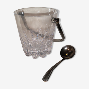 Crystal ice bucket and spoon