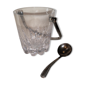 Crystal ice bucket and spoon