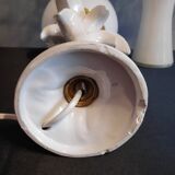 Italian white ceramic palm lamp and opaline globe