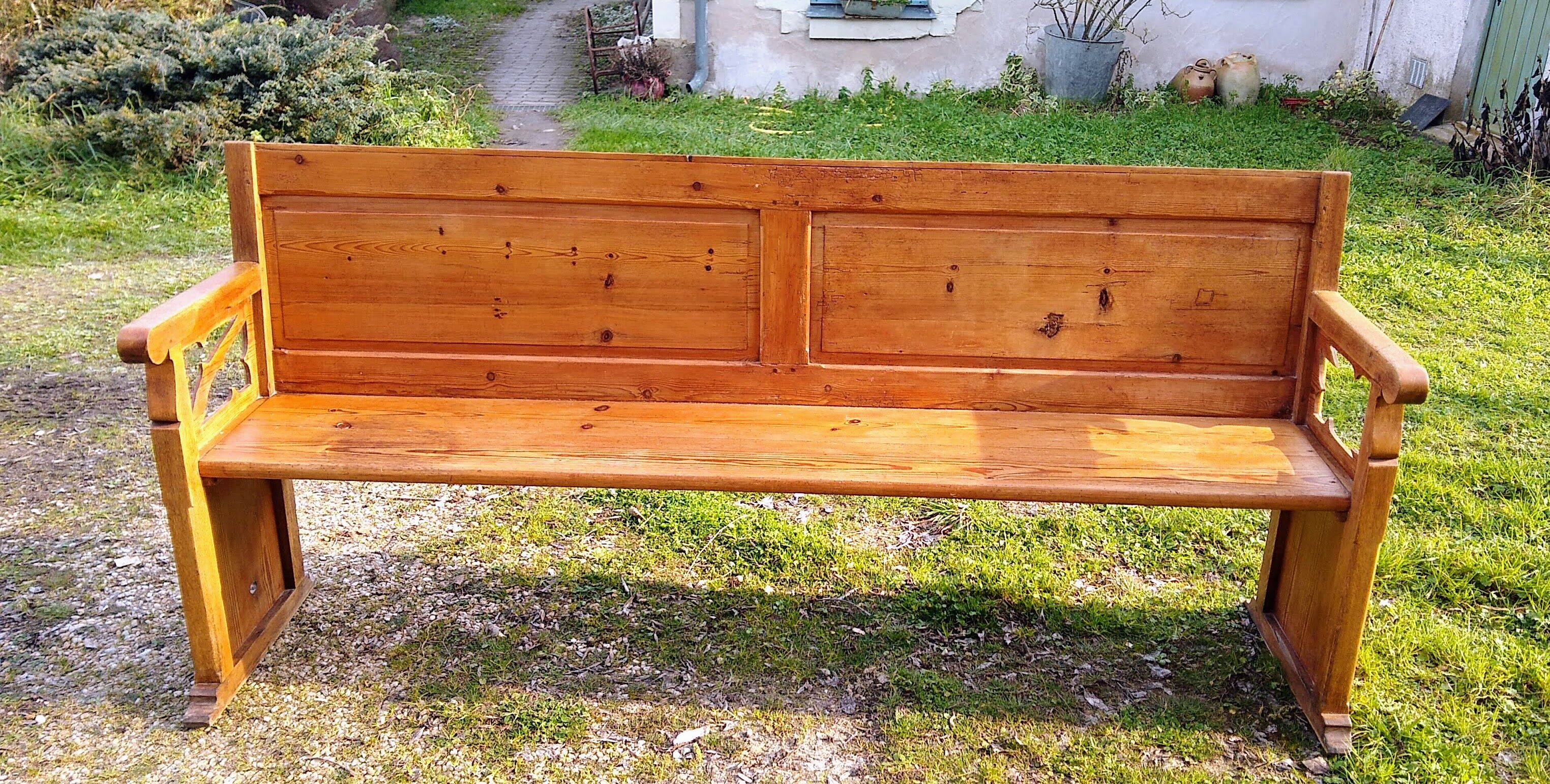 Pitchpin church pew, 4 seater numbered