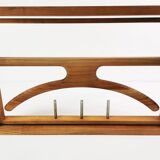 Modernist extendable wall coat rack, Denmark 1970s.