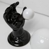 Main wall lamp in black ceramic 1960 original opaline globe