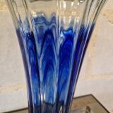 Ancient Blue and Transparent Murano Glass Vase