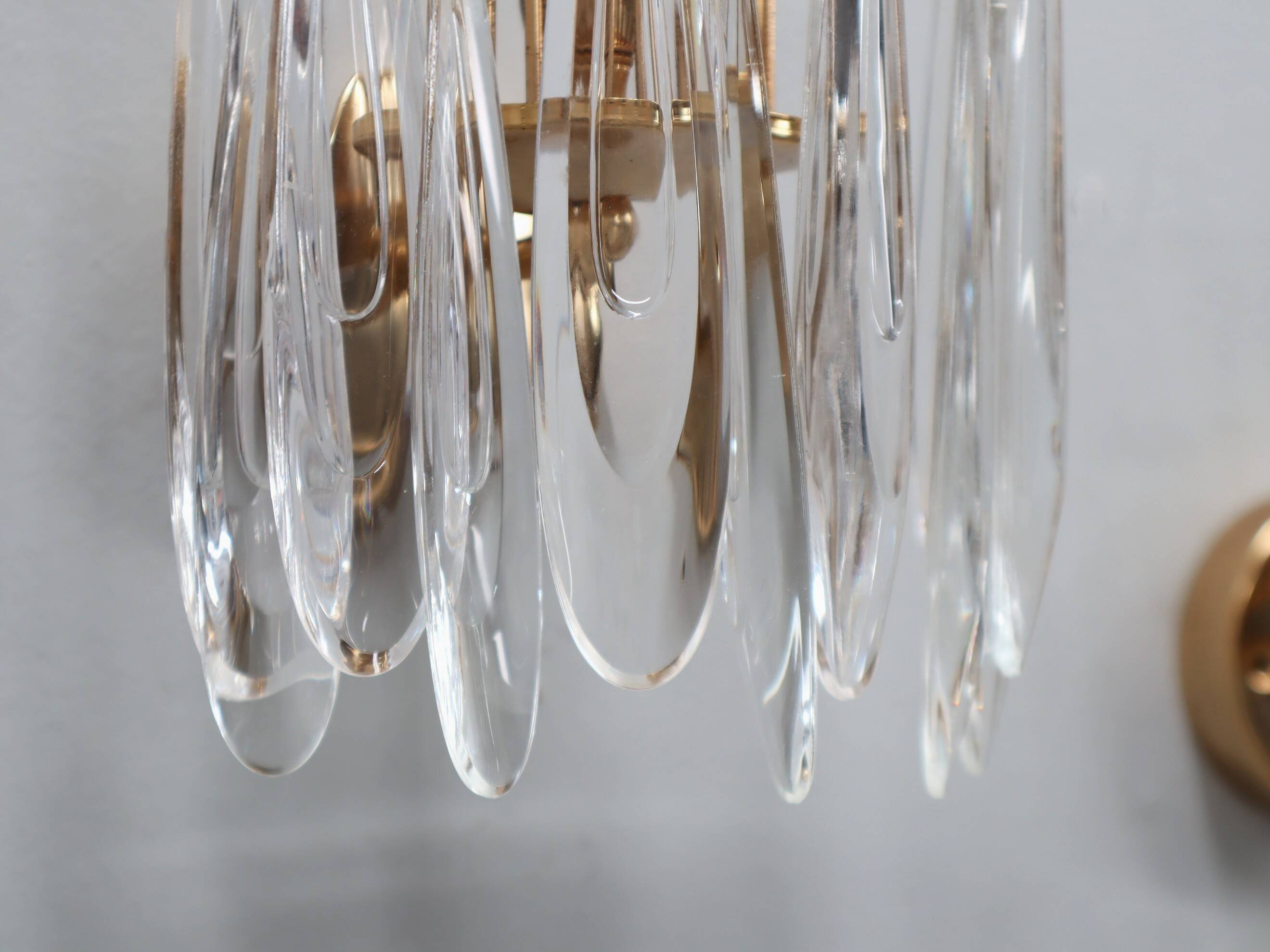 Lot de 4 appliques murales vintage en verre de Murano en forme de larme, années 1980