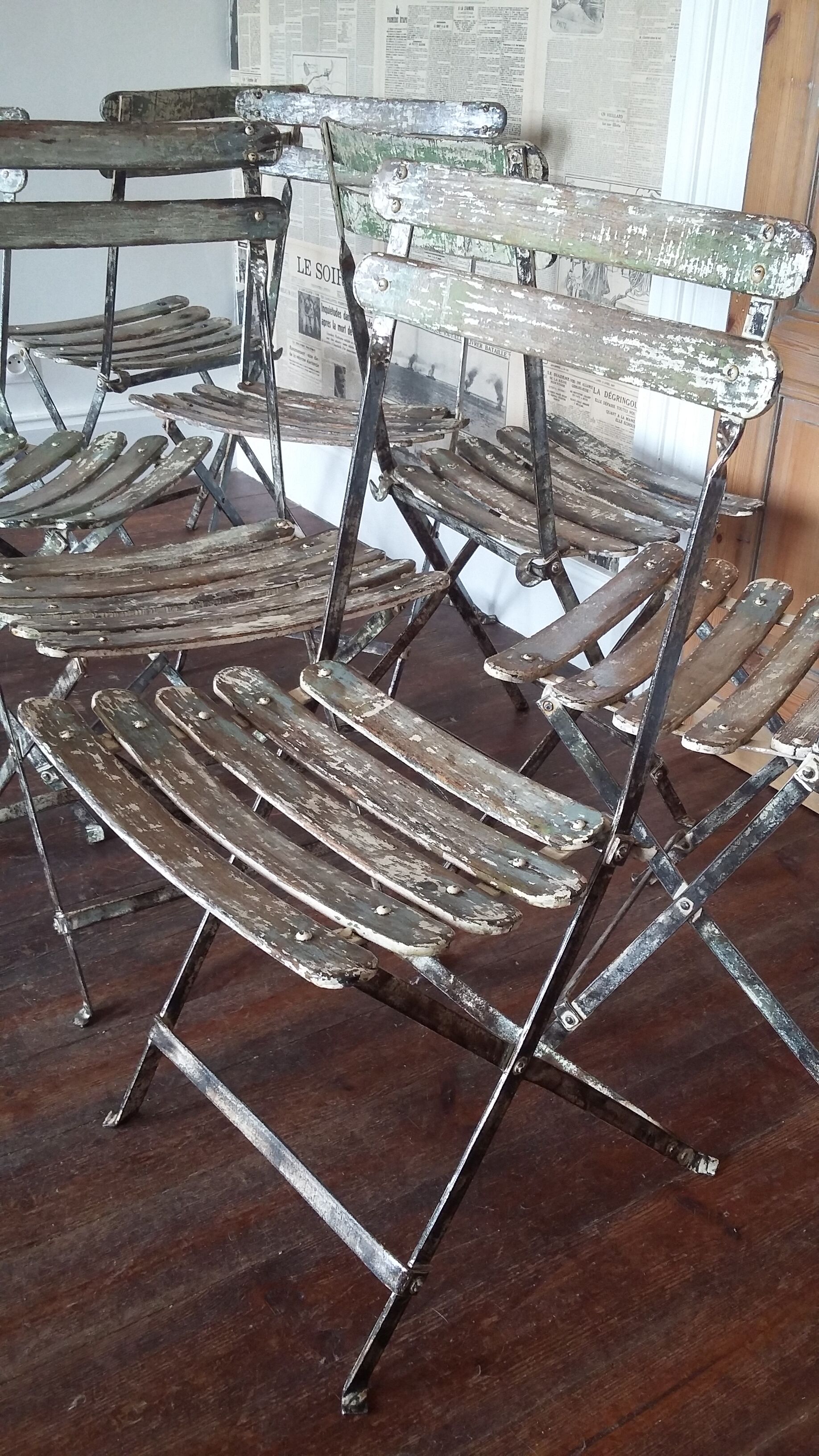 Set of 8 folding bistro / garden chairs fermob 1950