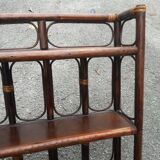 Wall shelf with 3 rattan shelves, 1970s