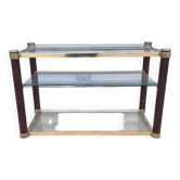 Pierre Vandel coffee table, leather and glass, 1980