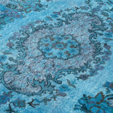 Handmade Bohemian Turkish 1970s 190 cm x 298 cm Blue Rug