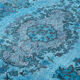Tapis bleu bohème turc des années 1970 190 cm x 298 cm fait à la main