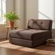 Fauteuil vintage marron côtelé / une place avec accent chromé