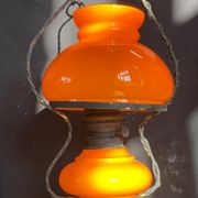 Lustre suspension, vintage, opaline, Orange Annee70