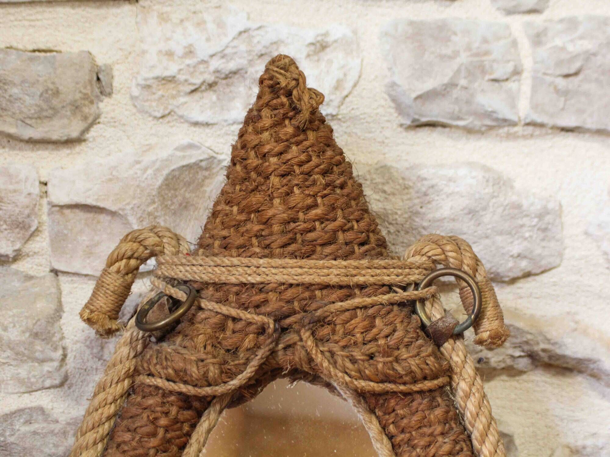 Miroir en corde en forme de collier de cheval attribué à Audoux-Minet