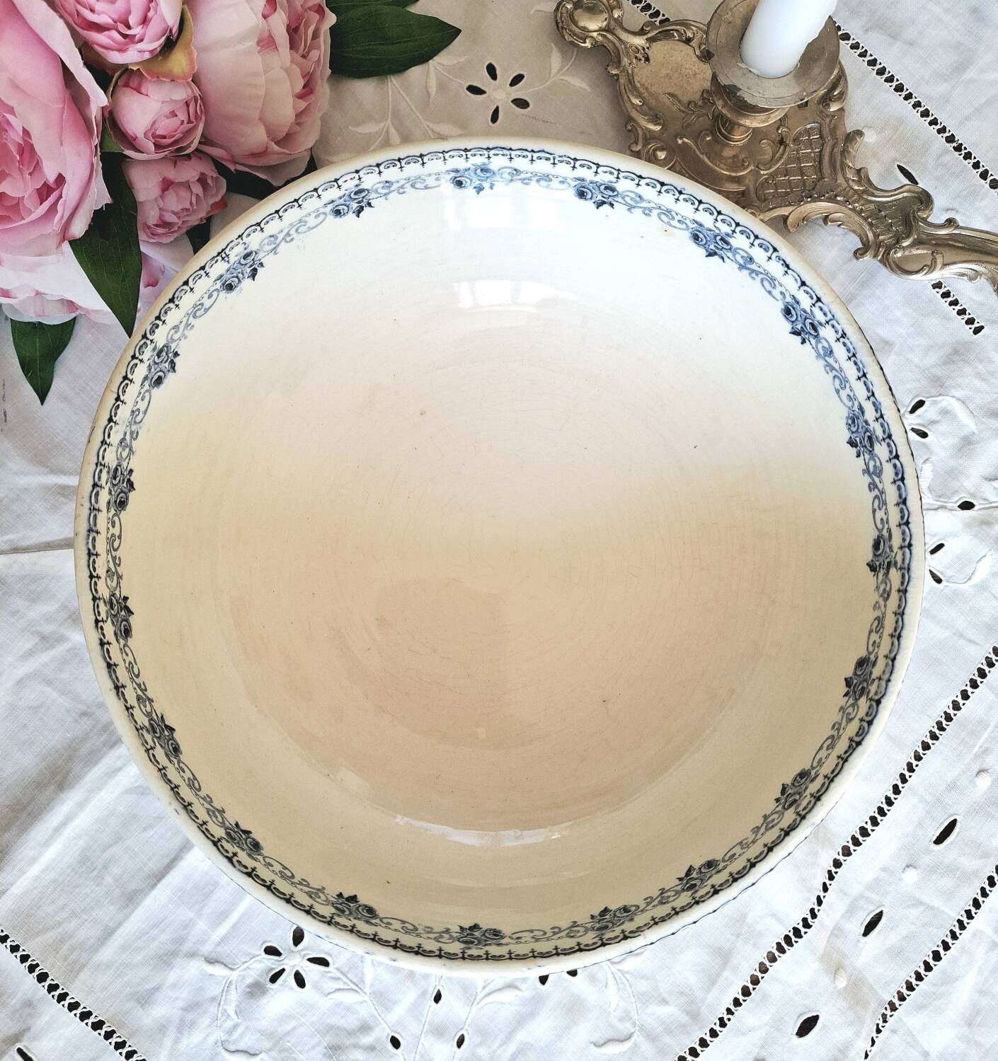 Antique serving dishes in iron earthenware