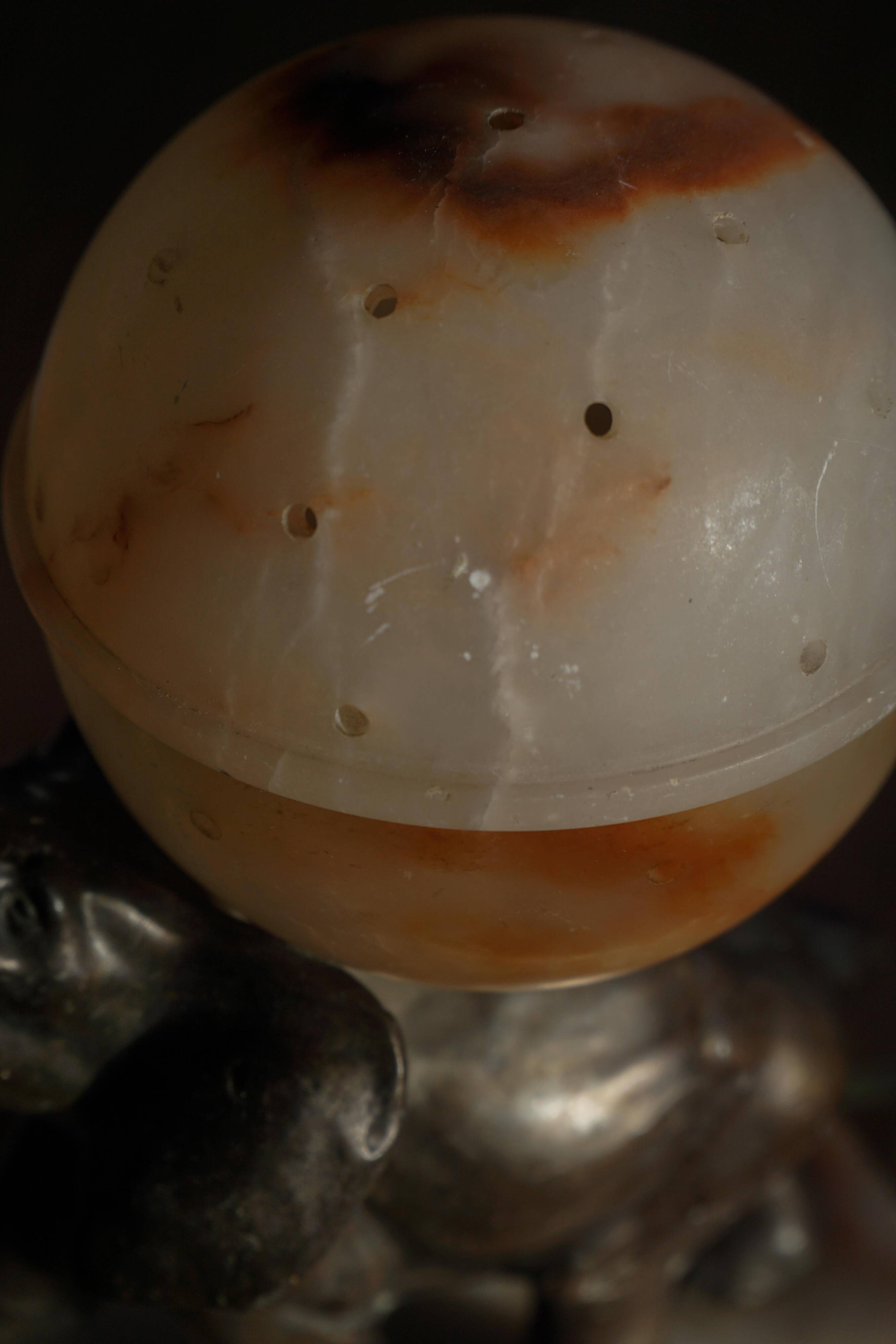 Art Deco Table Lamp, Elephant with Alabaster Globe, Early 20th Century, 1930s