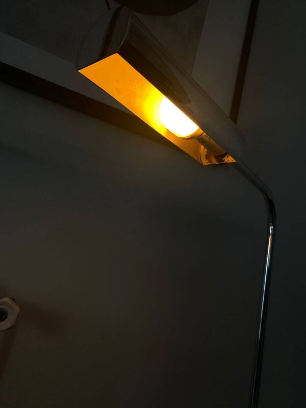 Liseuse / luminaire minimaliste chromé de 1970 par Christian Liaigre - Lampadaire vintage Ajustable en hauteur