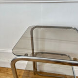 Vintage chrome and smoked glass side table
