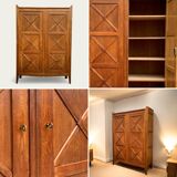 Vintage solid oak cross-braced wardrobe 1940