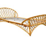 Rattan basket bed 90x190 vintage 1960