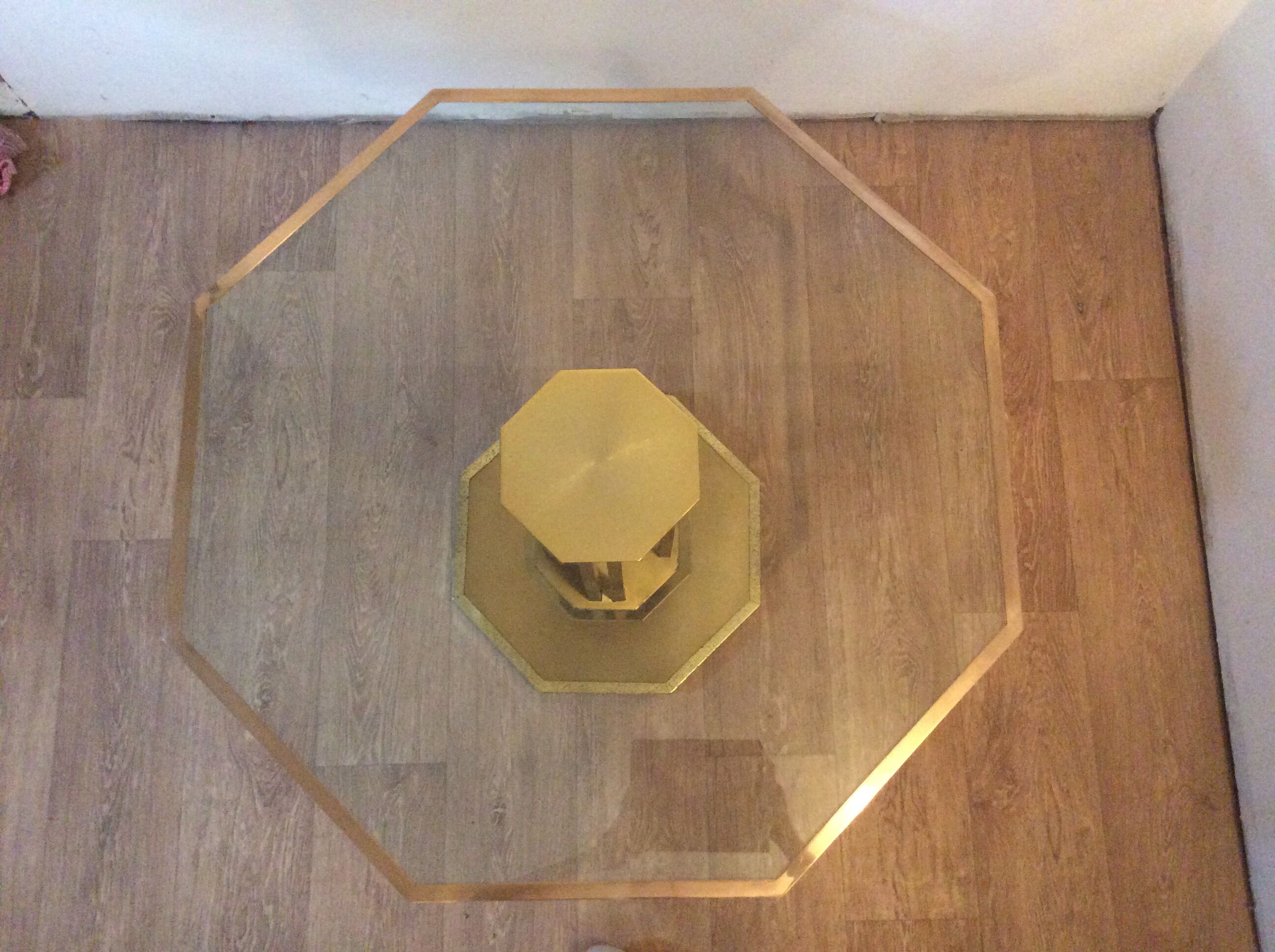 70s-style brass octagonal table