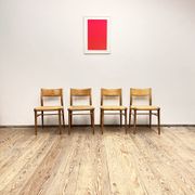 Mid century cherry wood dining chairs by Georg Leowald for Wilkhahn, Set of 4, Germany,1950s