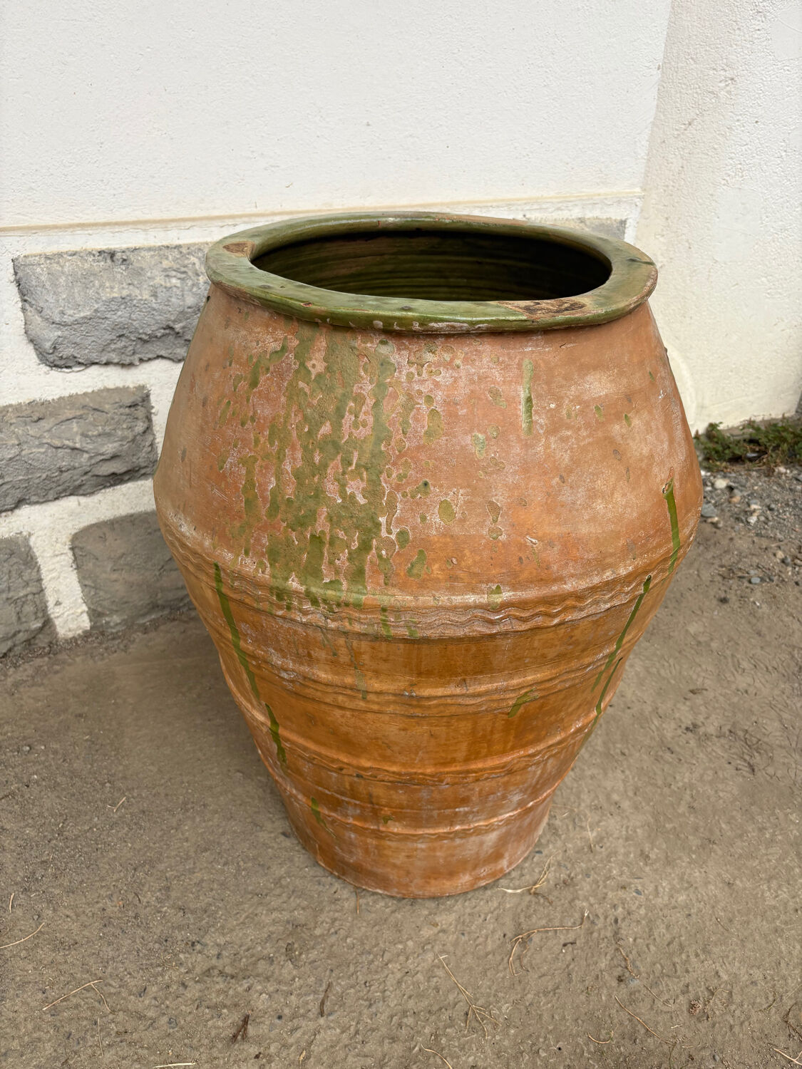 Large green glazed terracotta jar, Spain, 19th century.