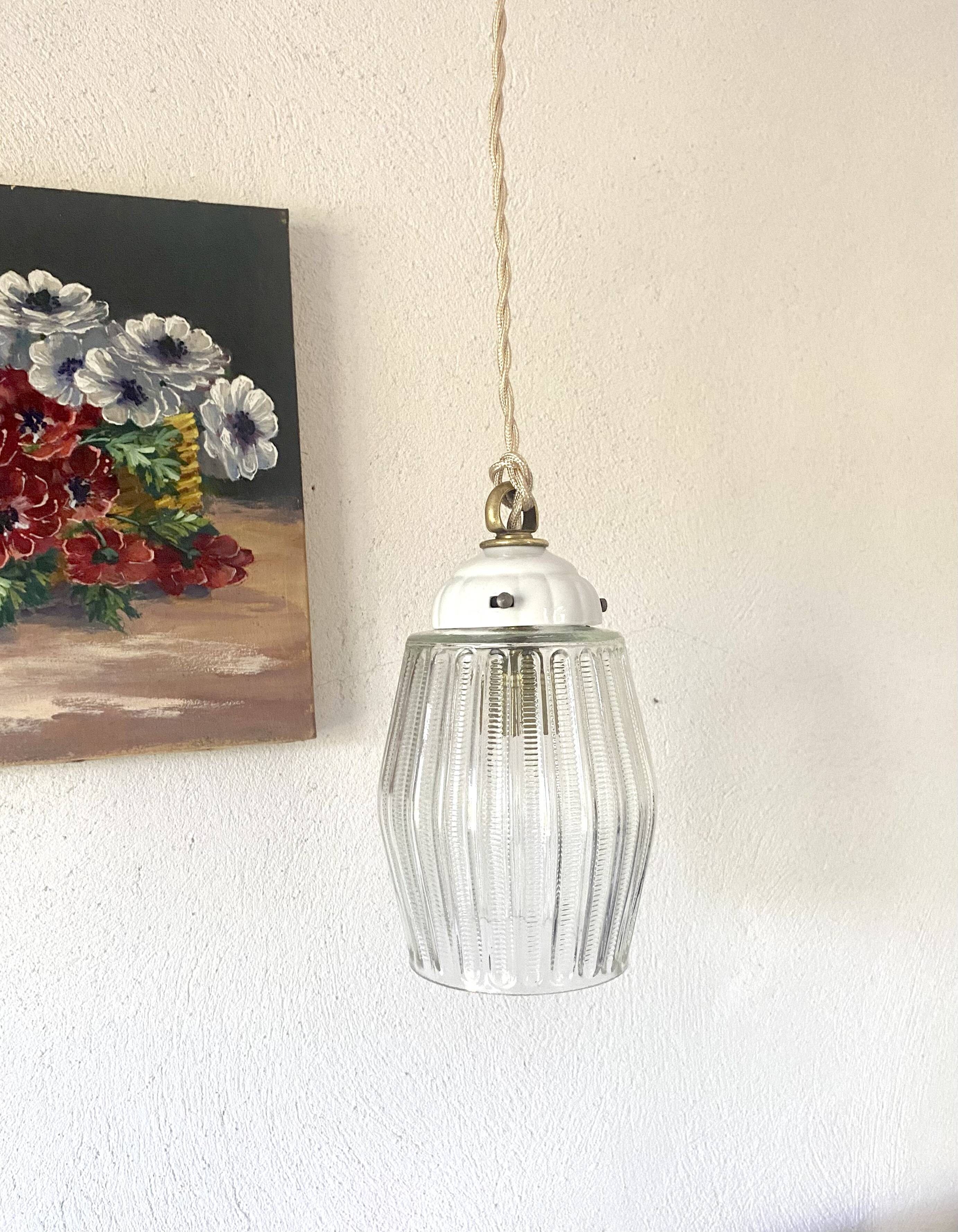 Glass pendant light, porcelain, ceramic ceiling light