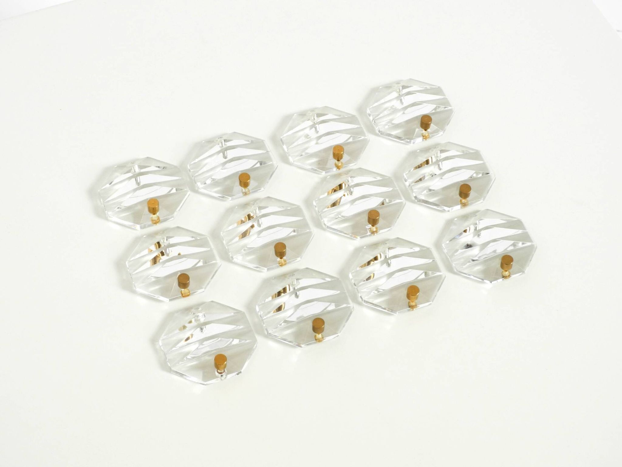 Beautiful original 1960s Kinkeldey crystal glass and brass wall lamp