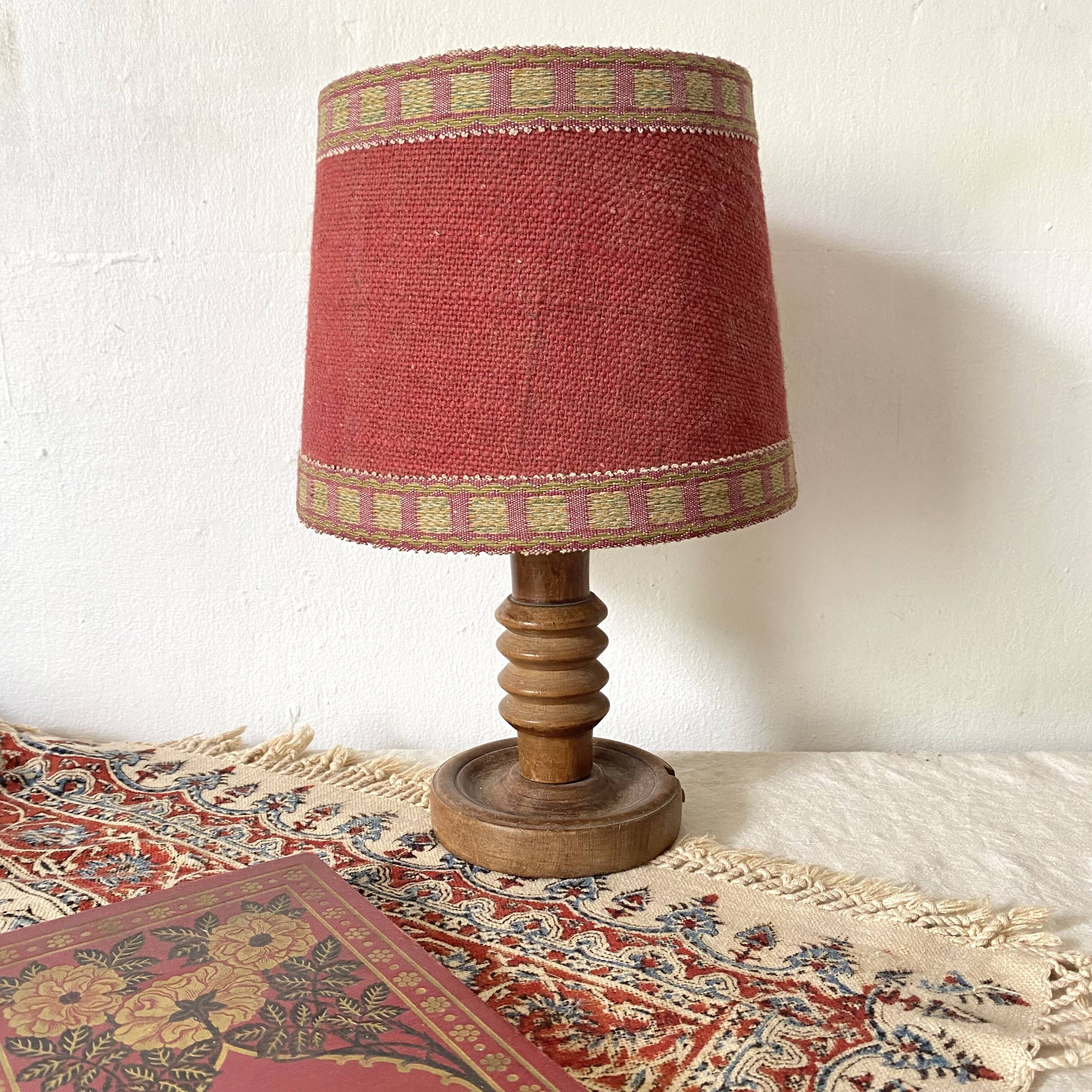 Antique lamp with turned wooden base