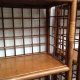 Pair of bamboo and rattan bookcases