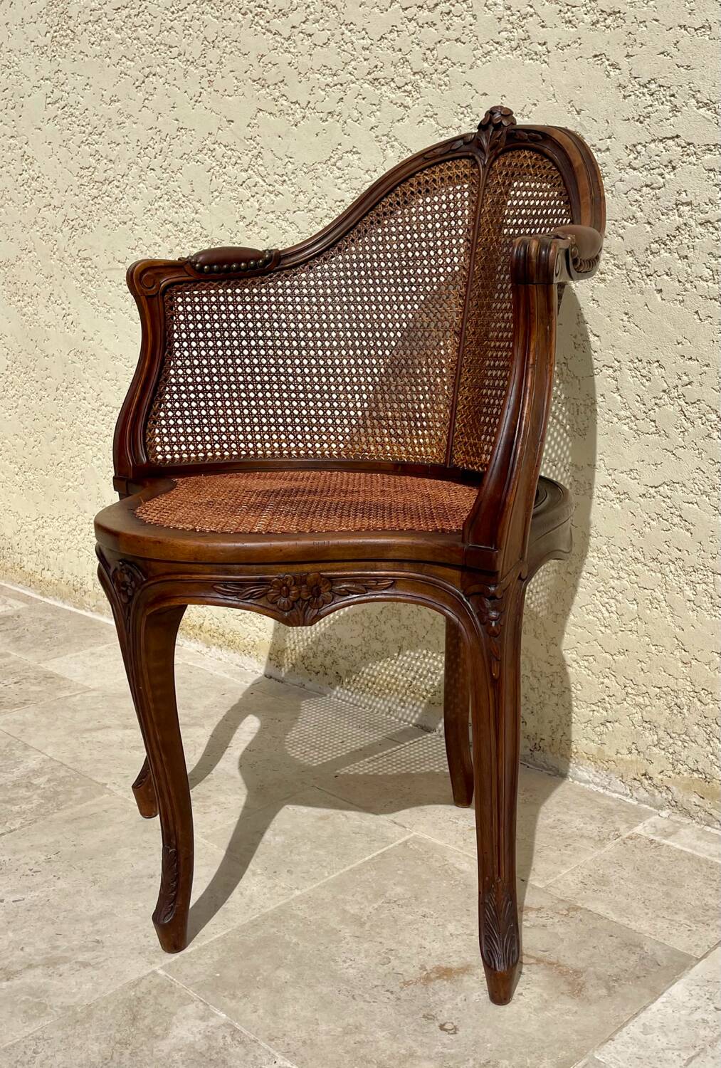 Louis XV Style Walnut Office Chair