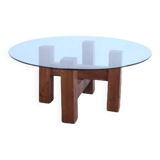 Table basse en bois et plateau verre de 80cm