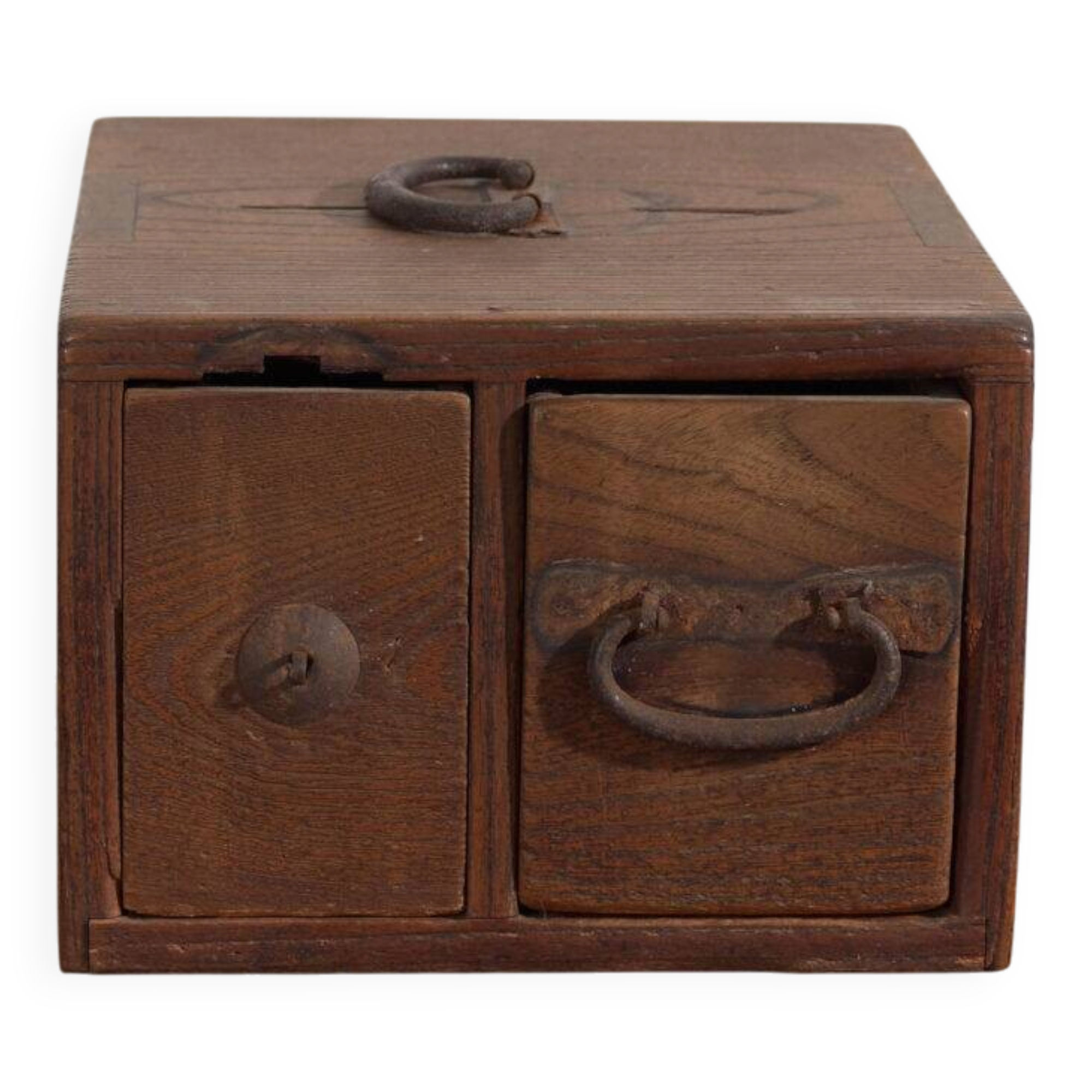 Antique Japanese box with wooden drawer – Meiji–Taishō period (c. 1890–1920)