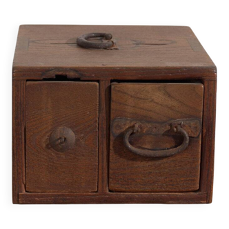 Antique Japanese box with wooden drawer – Meiji–Taishō period (c. 1890–1920)