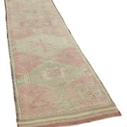 Handwoven antique anatolian beige runner rug 94 cm x 343 cm