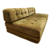 Canapé convertible vintage lit double 'Velours vert'