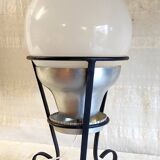 Tripod table lamp in metal, aluminum and blown glass - mid-20th century