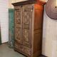 Old brutalist regionalist oak cabinet XIX th century