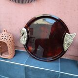 Turtleshell and brass tray duck's head