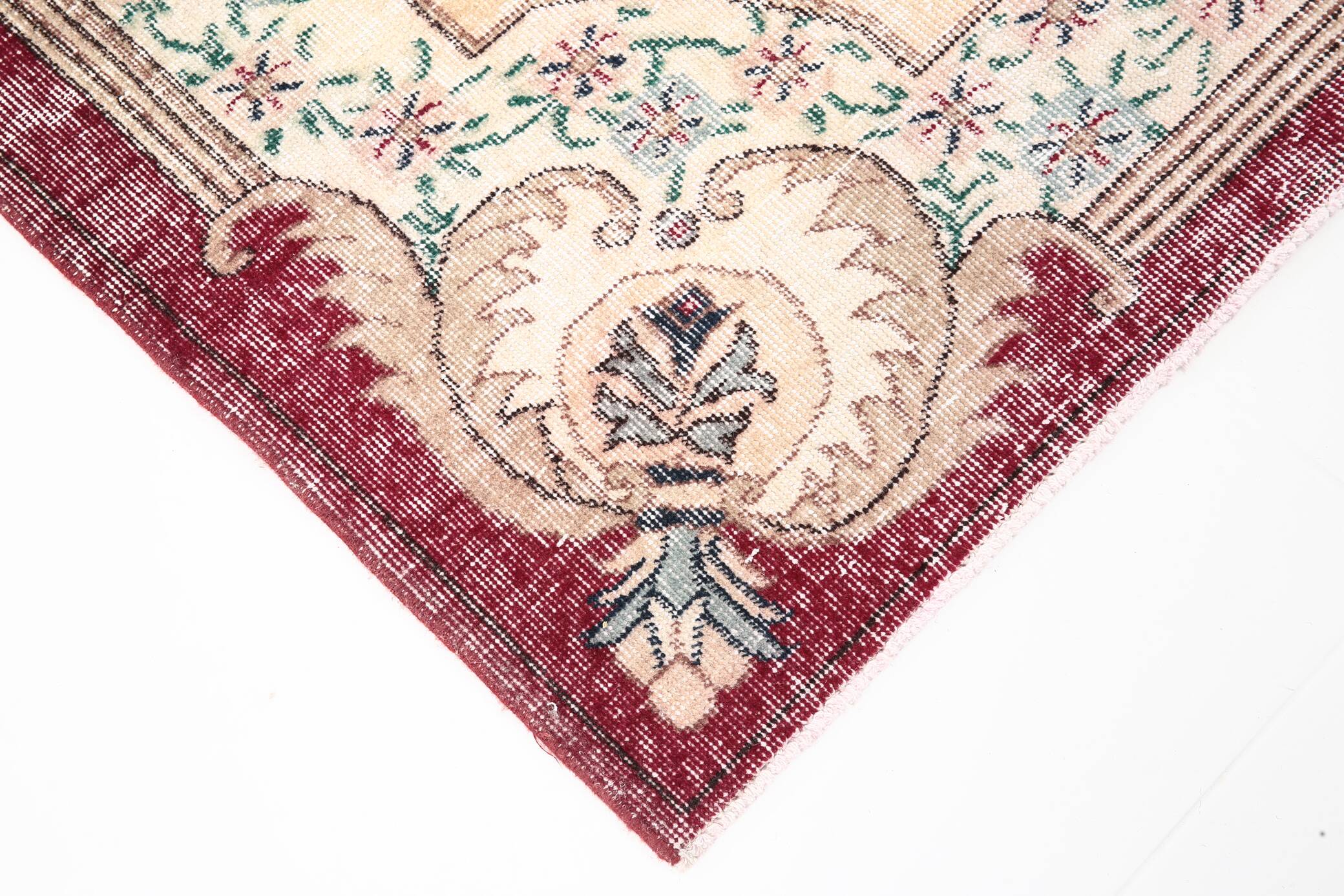 7x11 Wine Red & Beige Classic Persian Rug, 201x323 Cm