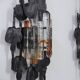 Set of 3 Brutalist Murano glass strips sconces / wall lamps Italy 1970s